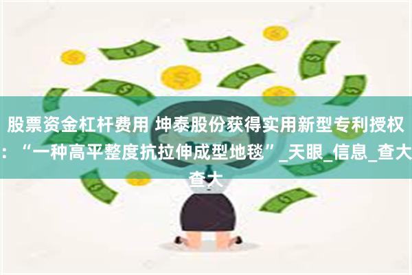 股票资金杠杆费用 坤泰股份获得实用新型专利授权：“一种高平整度抗拉伸成型地毯”_天眼_信息_查大